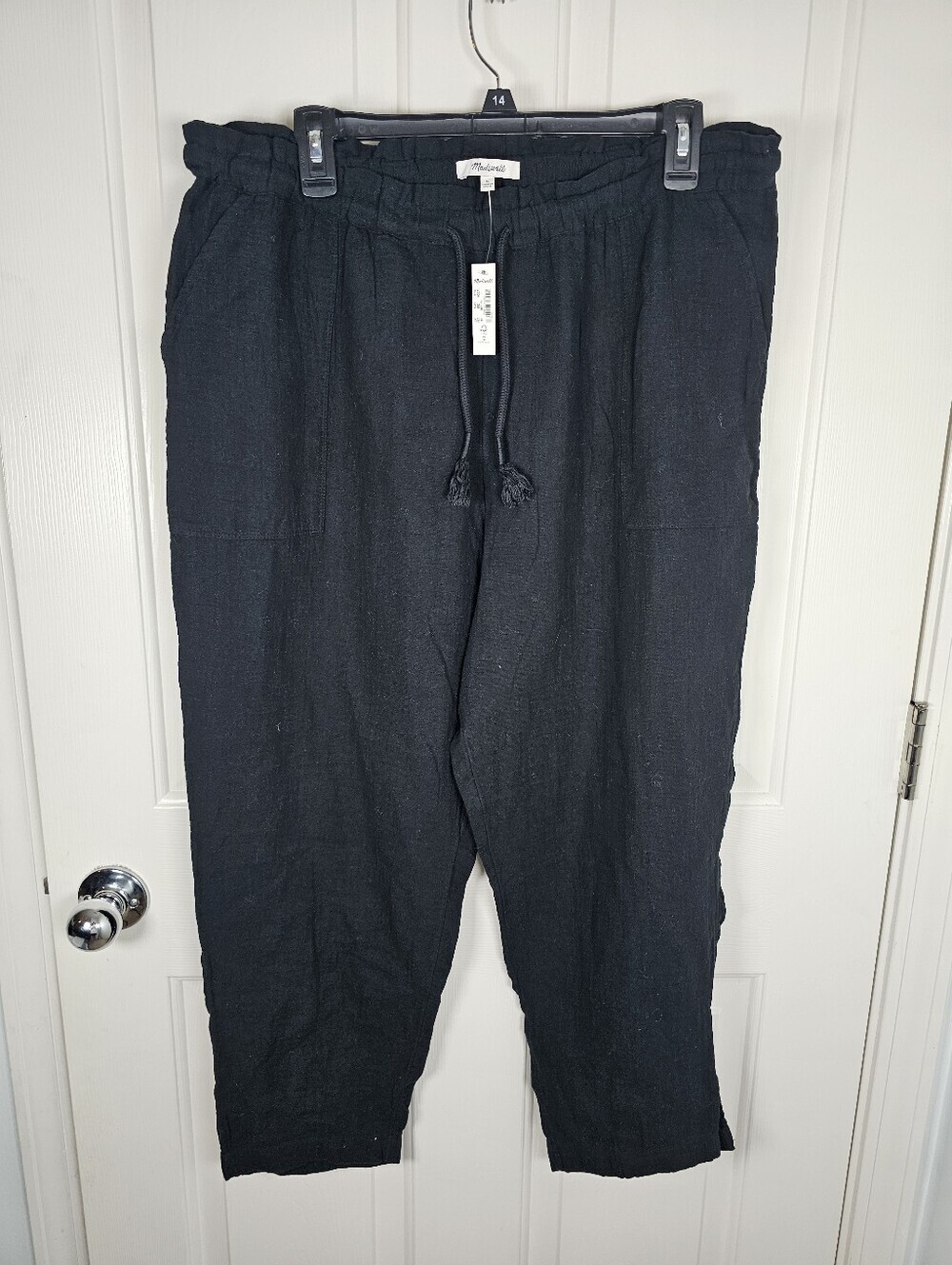 Madewell NWT Lightestspun Beach Cover-Up Pants Black Size L 100% Cotton
